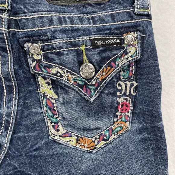 Miss Me Girls Capris Size 12 JK5701P4 Stud Embellished Bling Peace Signs *Read - Picture 6 of 13